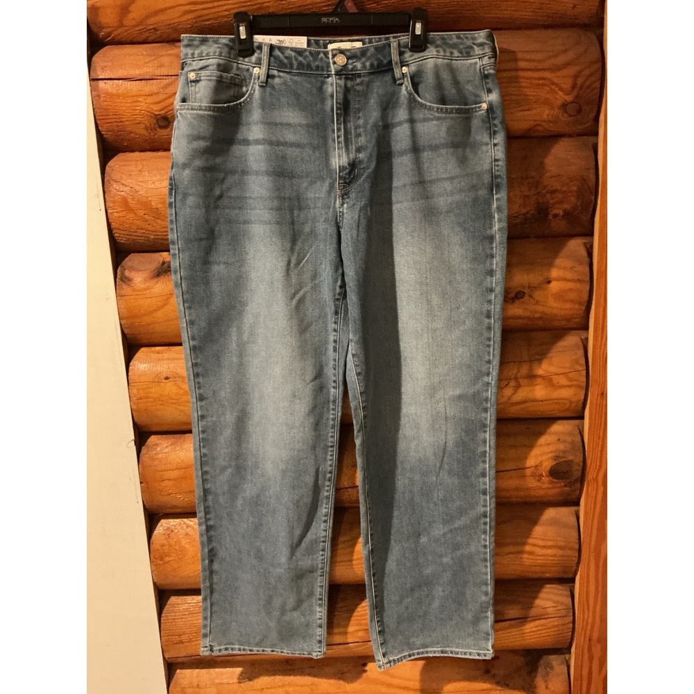 Seven7 Loose Straight Jeans Womens 14 High Rise Medium Wash Blue Denim NWT